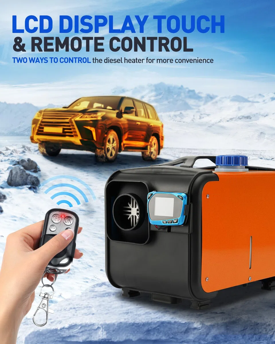 Calefactor diésel todo en uno de 8 kW y 12 V con pantalla LCD, calentamiento rápido, control remoto y función de estacionamiento para autocaravanas, remolques, camiones, coches, SUV y vehículos recr