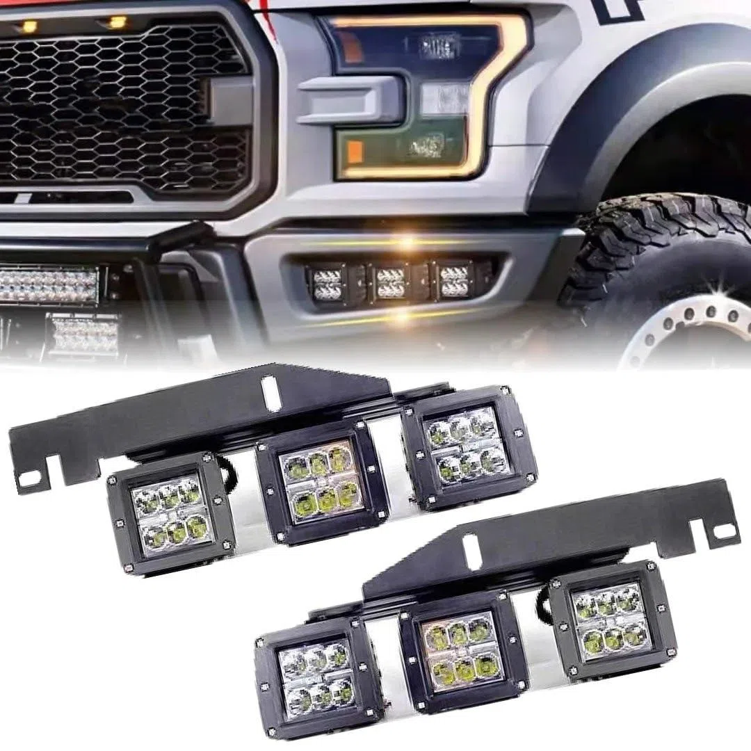 Juego 6 Luces Antiniebla LED 18 W Con Soportes Montaje Para Ford Para F150 Para SVT Para Raptor Para Camión 2017 2018 2019 2020 Luces Antiniebla Luz Niebla(Flood Beam Set)