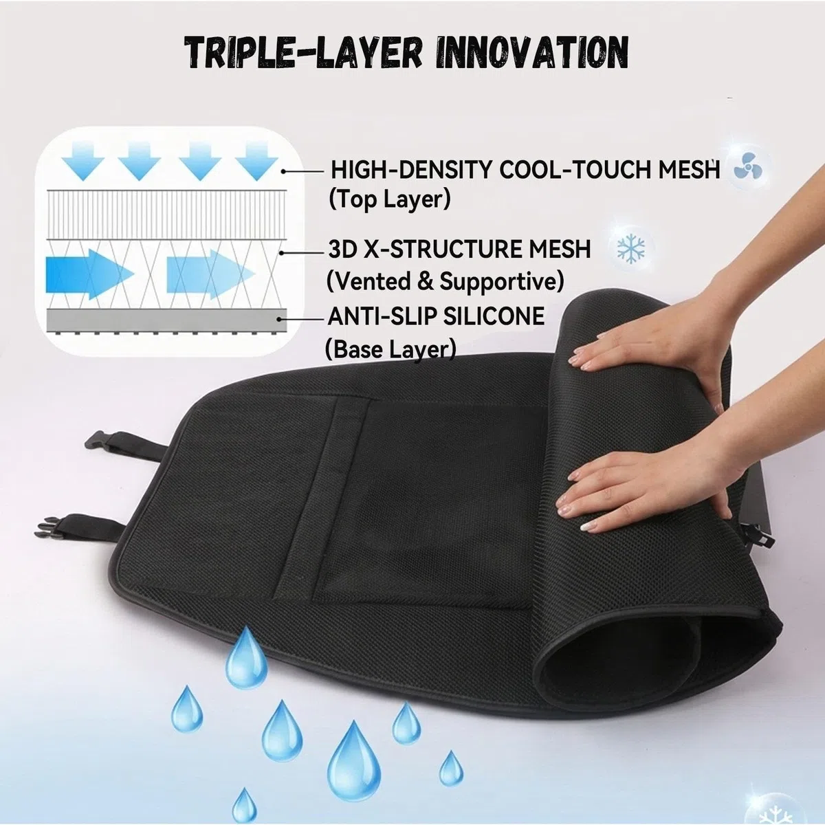 Funda Refrigerante Asiento Coche, Sin Aire Directo Funda De Asiento De Coche Refrigerante, Uso Inmediato Asiento De Coche con Ventilación Ideal Viajes Largos,Green