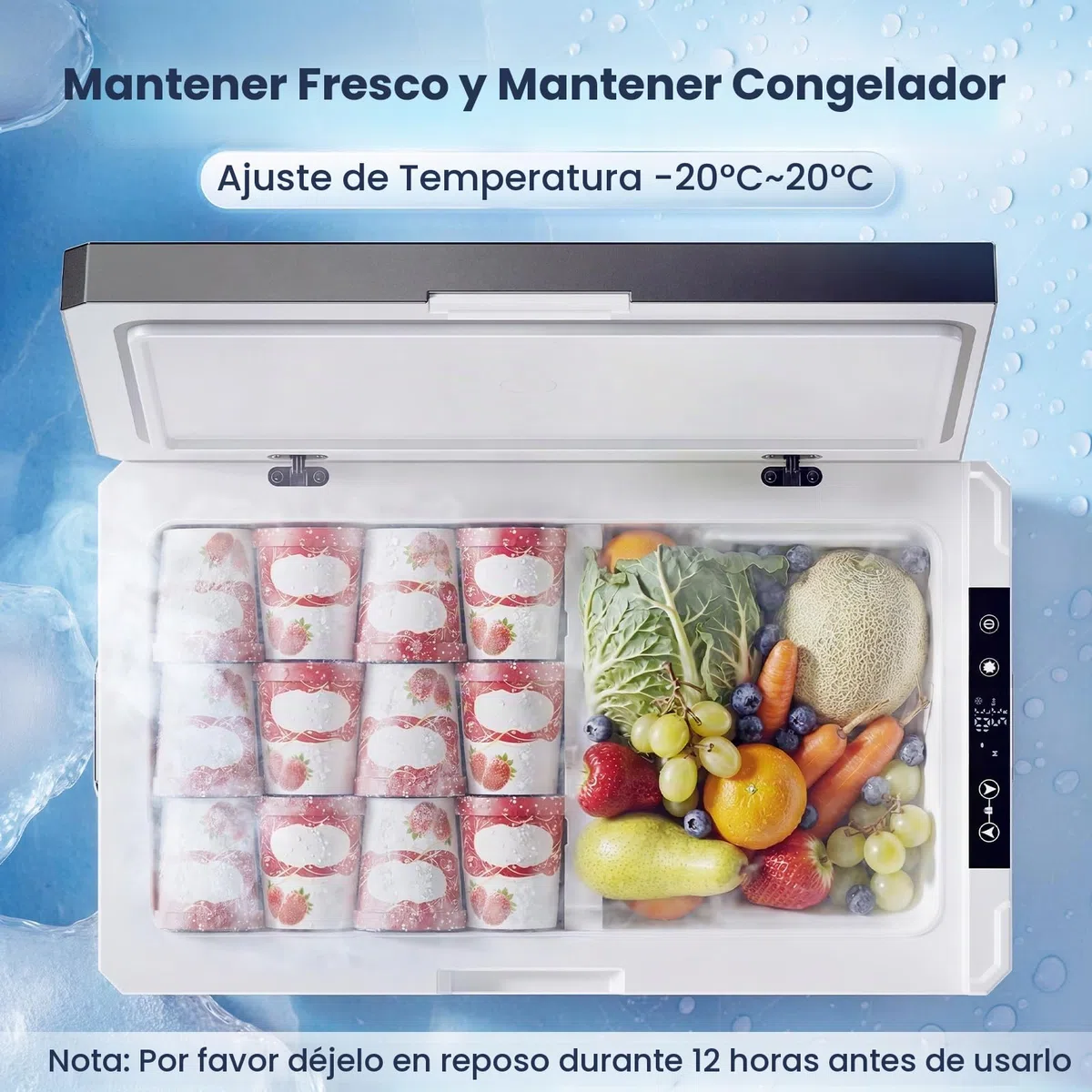KROAK Nevera Portátil Coche 40L Doble Zona (-20℃~+20℃), Compresor Silencioso 45W para Camping/Picnic/Viajes Familiares, Alimentación 12/24V DC + 220V AC