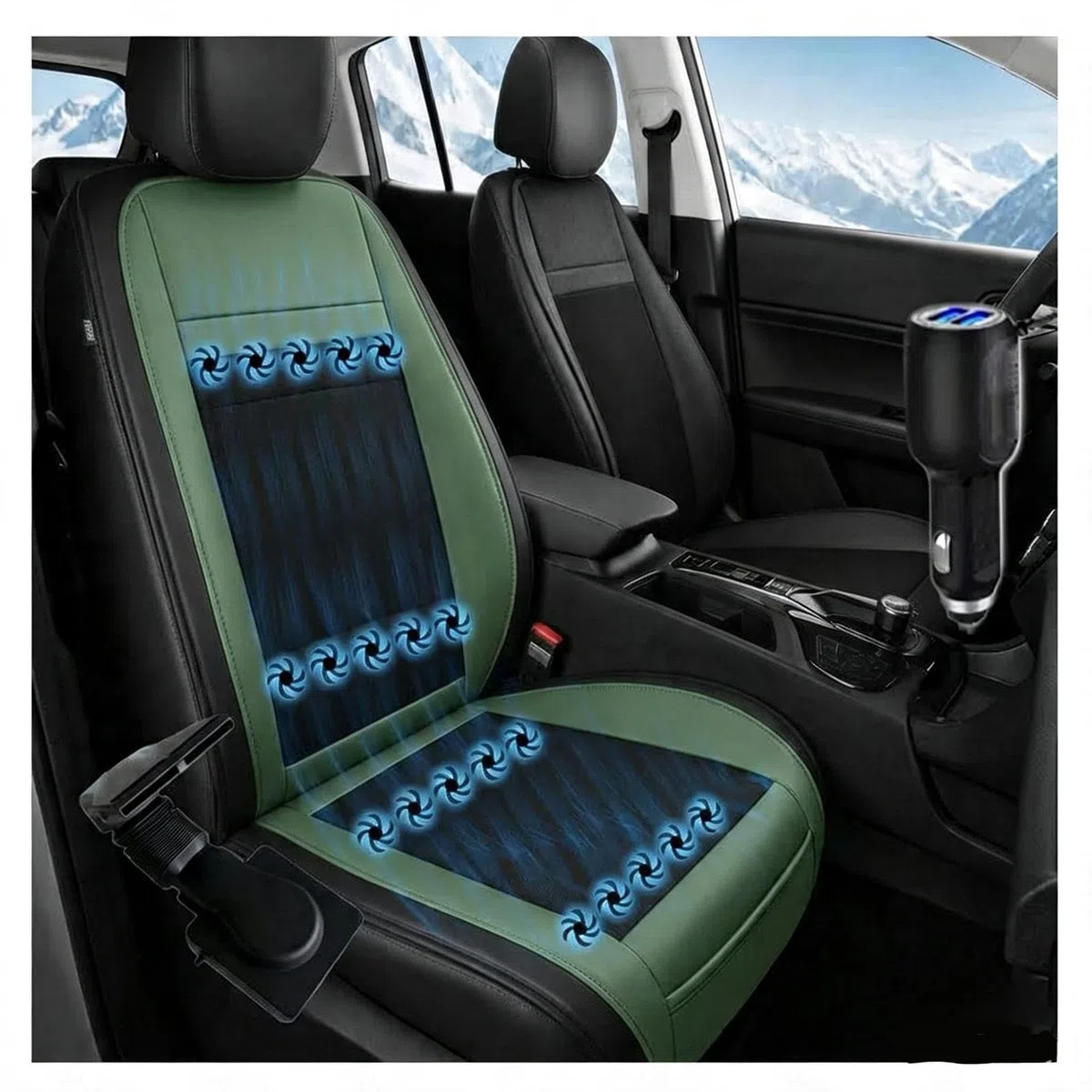 Funda Refrigerante Asiento Coche, Sin Aire Directo Funda De Asiento De Coche Refrigerante, Uso Inmediato Asiento De Coche con Ventilación Ideal Viajes Largos,Green