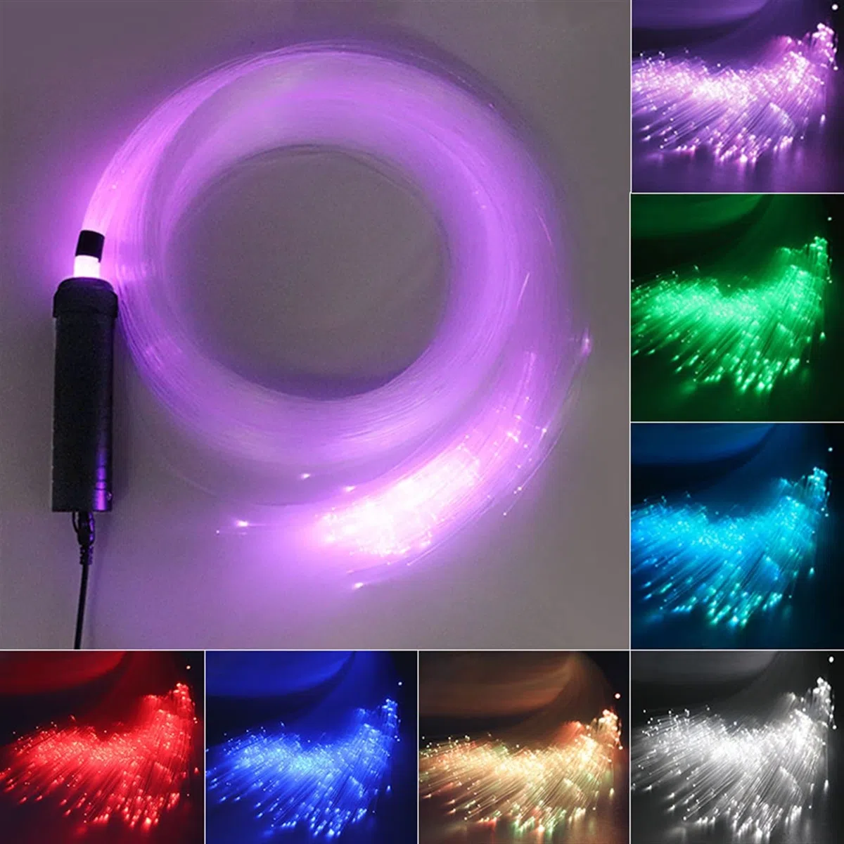 Kit de luces de techo LED RGB de fibra óptica en forma de estrella Luz del cielo estrellado del coche 6W DIRIGIÓ Auto Decoración de interiores Accesorios Lámpara Coche Techo Estrella Luces Techo Fibra