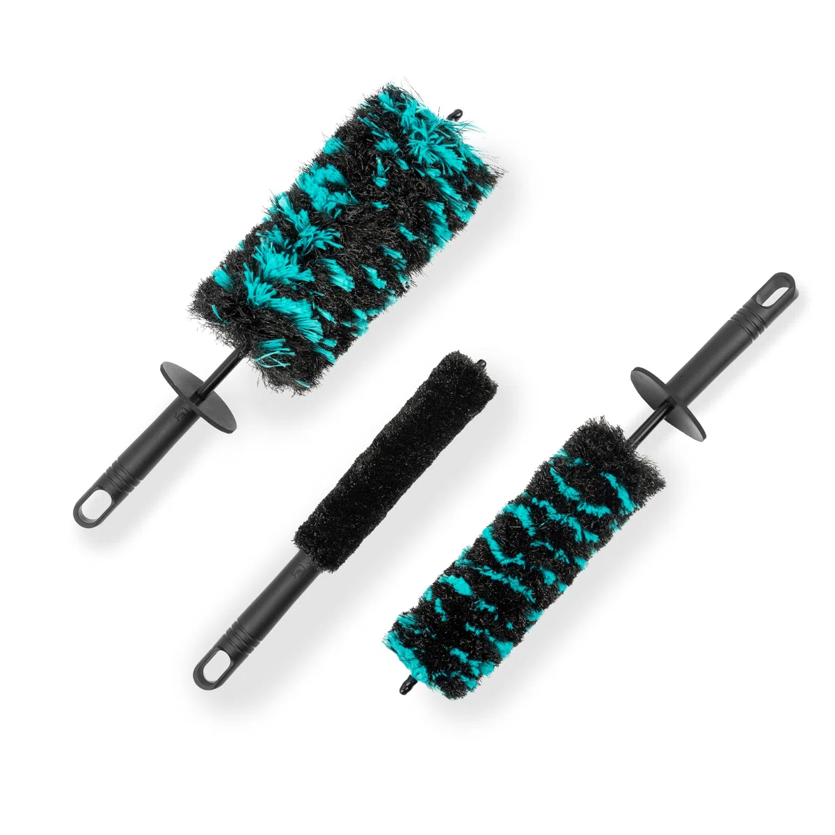 Juego de 3 cepillos de rueda para detalles de coche, cepillos de cerdas suaves en tamaño grande, mediano, pequeño, antiarañazos, alta densidad, antipolvo para llantas, radios, tuercas y polvo