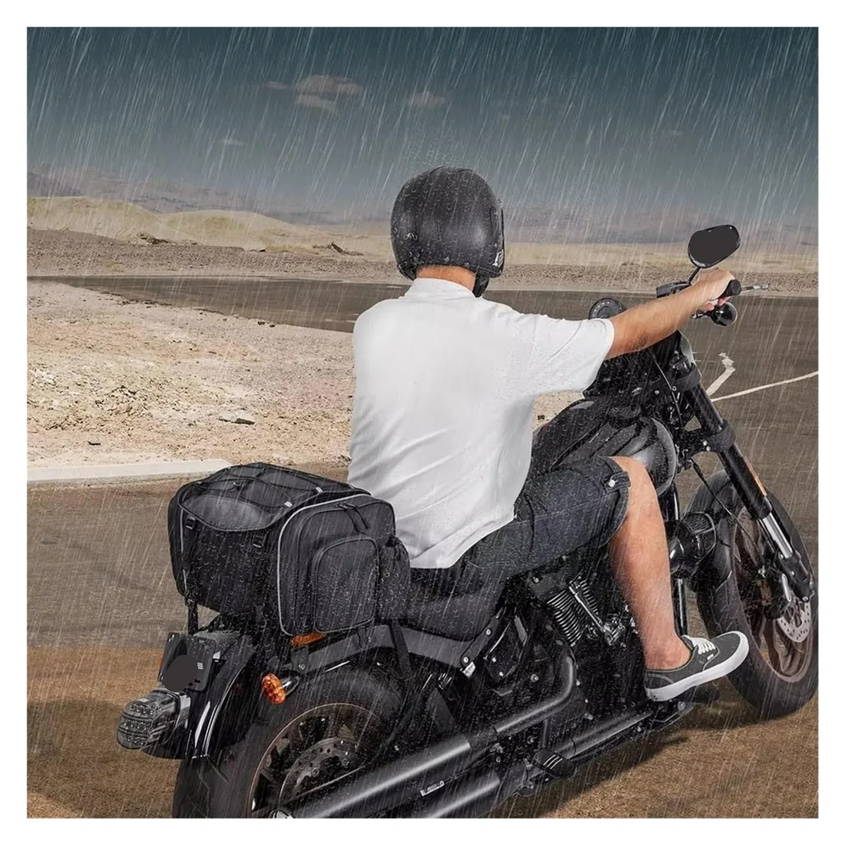 Bolsas Laterales Defensas Moto Motocicleta Trasero Bolsas Extensible Casco Almacenamiento Bolsa De Sillín Equipaje