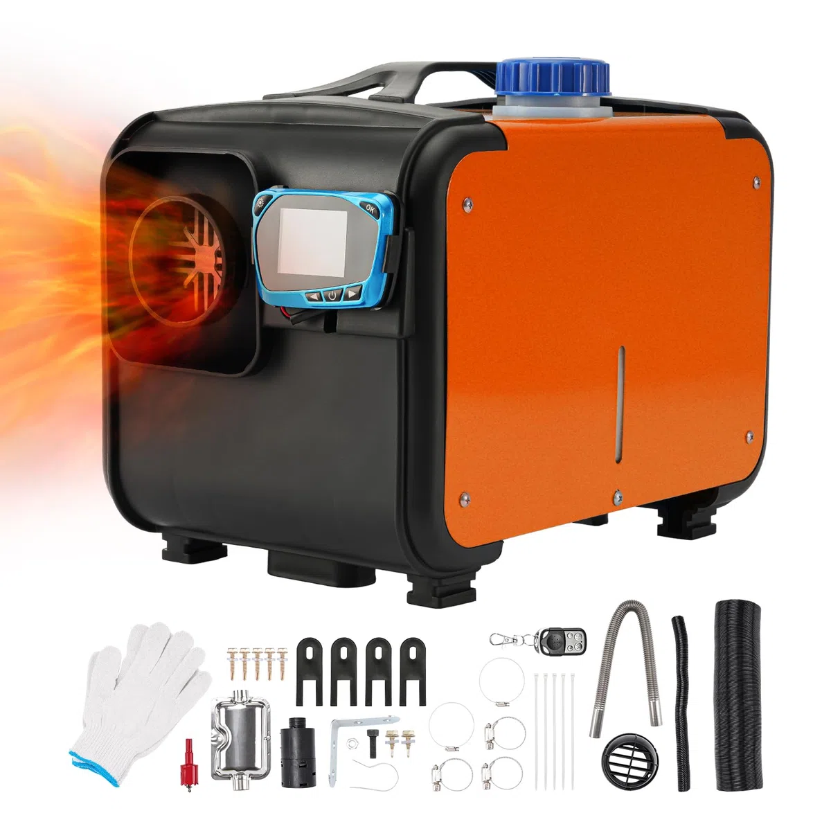 Calefactor diésel todo en uno de 8 kW y 12 V con pantalla LCD, calentamiento rápido, control remoto y función de estacionamiento para autocaravanas, remolques, camiones, coches, SUV y vehículos recr