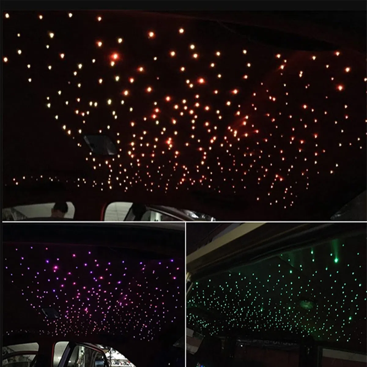 Kit de luces de techo LED RGB de fibra óptica en forma de estrella Luz del cielo estrellado del coche 6W DIRIGIÓ Auto Decoración de interiores Accesorios Lámpara Coche Techo Estrella Luces Techo Fibra