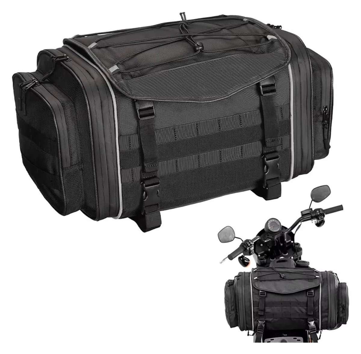 Bolsas Laterales Defensas Moto Motocicleta Trasero Bolsas Extensible Casco Almacenamiento Bolsa De Sillín Equipaje