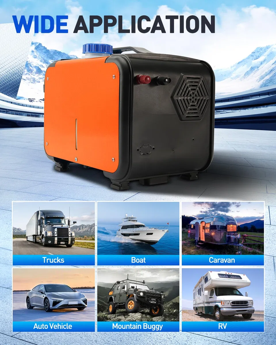 Calefactor diésel todo en uno de 8 kW y 12 V con pantalla LCD, calentamiento rápido, control remoto y función de estacionamiento para autocaravanas, remolques, camiones, coches, SUV y vehículos recr